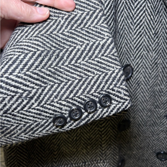Lauren Ralph Lauren Double Breasted Wool Herringbone Coat Womens 12 Vintage USA - Picture 5 of 13